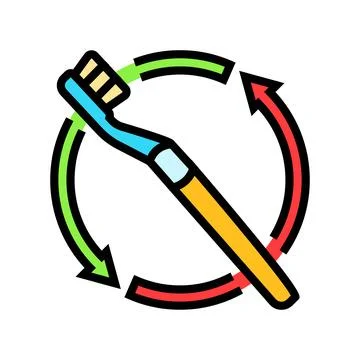 Replacing toothbrush regularly color icon vector illustration 스톡 일러스트