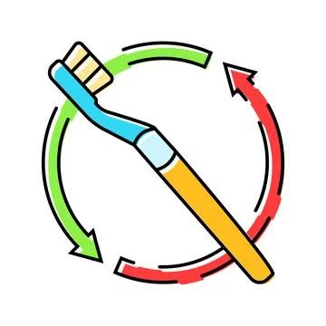 Replacing toothbrush regularly color icon vector illustration 스톡 일러스트