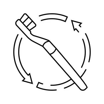 Replacing toothbrush regularly line icon vector illustration Stock Illustration