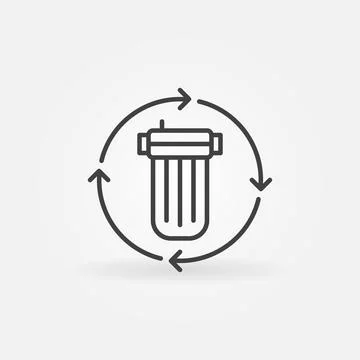 Replacing the Water Filter vector concept line icon Stock Illustration