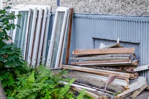 Replacing windows with new ones - building energy efficiency Stock Photos