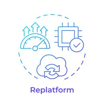 Replatform gradient outline concept icon Stock Illustration