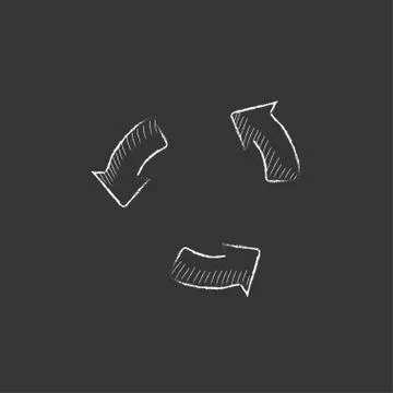 Replay button. Drawn in chalk icon 스톡 일러스트