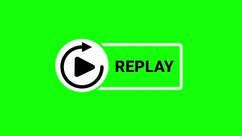 Replay Button Icon Animation Green Screen Stock Footage 335851434