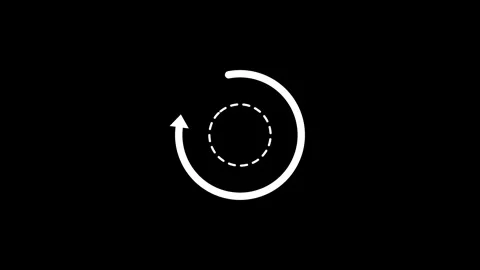 Replay sign icon featuring a white circular arrow with a dashed inner circle  Stock Footage 345957017