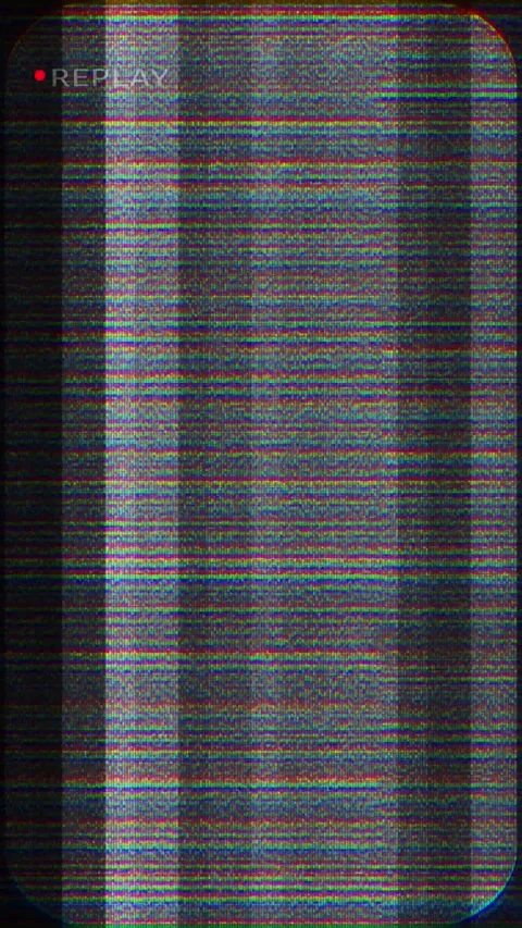 Replay VHS static screen with noisy scanlines, recording dot, rounded screen bor Stock Footage 340479809