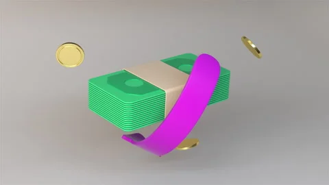 Replenishment of the Cash Balance. Stack of Money with Dollar Sign and Coins. Stock Footage 248303343