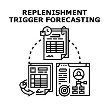 Replenishment trigger forecasting process management concept Stock Illustration