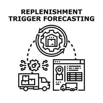 Replenishment trigger forecasting for supply chain optimization Ilustración de archivo