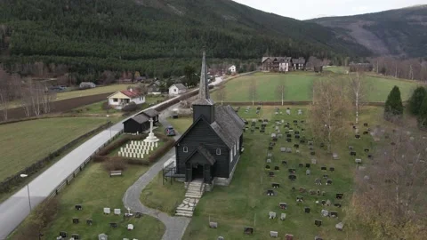 Replica Of A Burned Down Church - Heidal Church In Sel, Innlandet County, Stock Footage 167195874