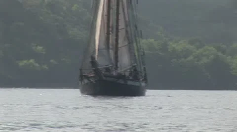 Replica of Captain Cook's Ship in the Bay of Hawaii Stock Footage 22330404