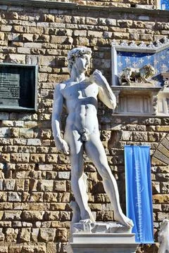 Replica of the David statue in Florence showcasing remarkable craftsmanship Stock Photos