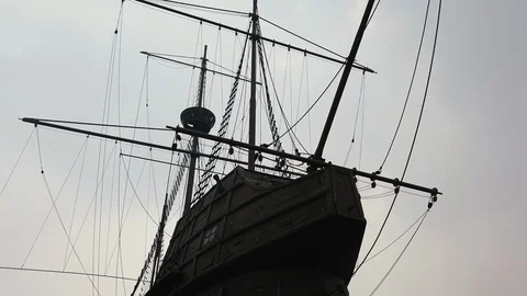 Replica of Flor de la Mar Ship is main exhibits at Museum Stock Footage 117773163