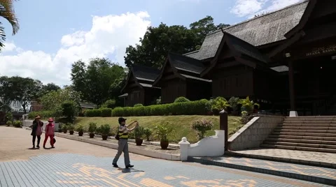 Replica of Melaka's Sultanate Palace in Malacca Stock Footage 49441798