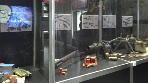 Replica model guns of weapons used by characters of City Hunter. Video stock 180127132