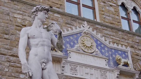 Replica of the original statue of David in Florence, Italy Stock Footage 76034829