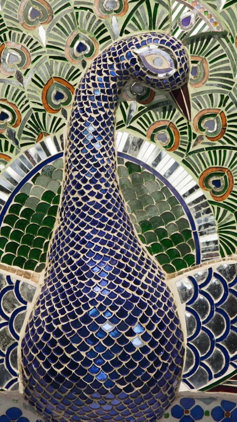Replica Of Peacock Mosaic Wall From Mor Chowk Of Udaipur City Palace Or Peacock Stock Footage 317526577