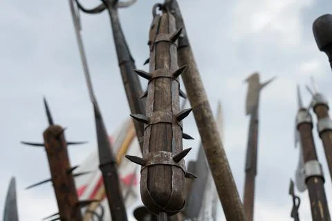 Replica primitive war weapons Foto stock