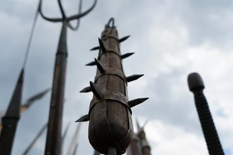 Replica primitive war weapons Foto stock