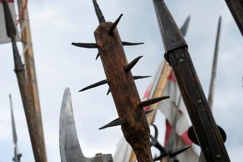 Replica primitive war weapons Foto stock