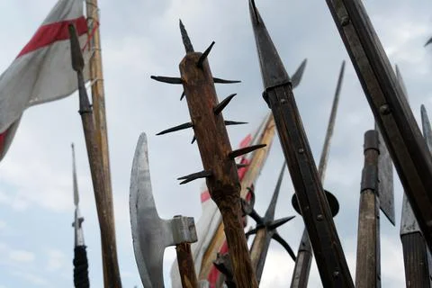 Replica primitive war weapons Foto stock