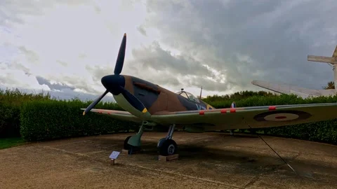 Replica of a Spitfire at the Battle of Britain Memorial (side) 스톡 동영상 219636168