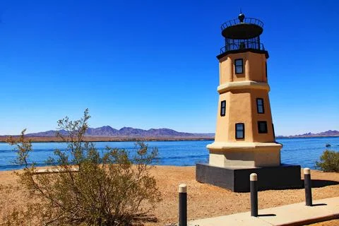 Replica of the Split Rock lighthouse in Lake Havasu City, Arizona, USA Stock Photos