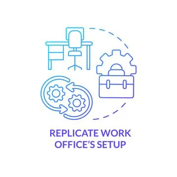 Replicate work office setup blue gradient concept icon Stock Illustration