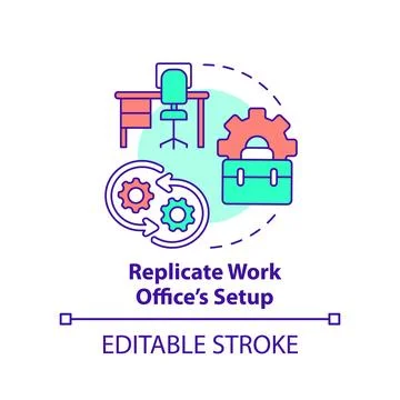 Replicate work office setup concept icon イラスト素材