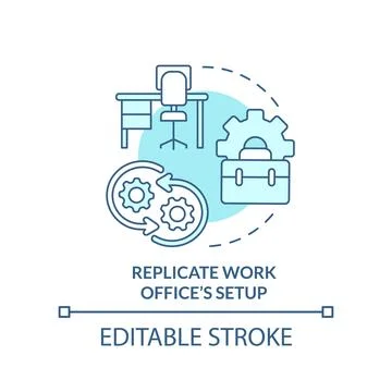 Replicate work office setup turquoise concept icon Stock Illustration