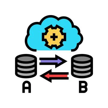 Replication database color icon vector illustration 스톡 일러스트