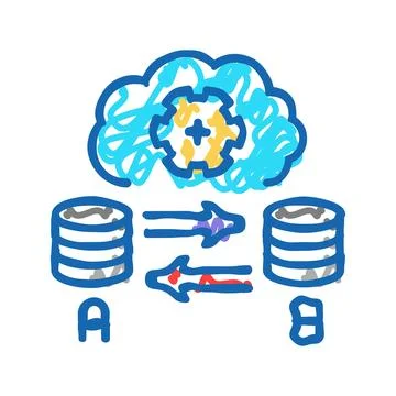 Replication database icon doodle illustration Illustrazione stock