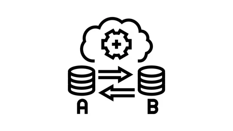 Replication database line icon animation Stock Footage 326132264