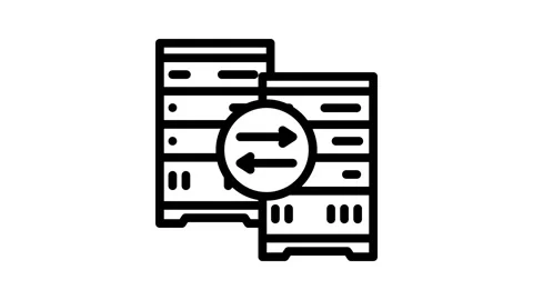 Replication database line icon animation Stock Footage 326759753