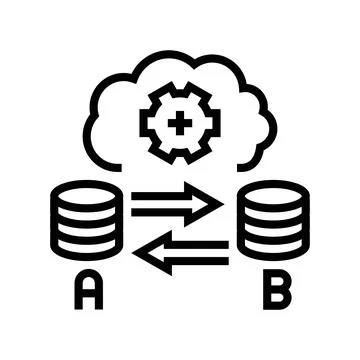 Replication database line icon vector illustration Stock Illustration