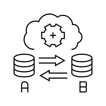Replication database line icon vector illustration 스톡 일러스트