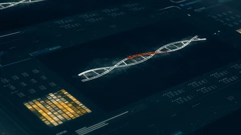 Replication of DNA, repair process on screen, lab research, genetic mutation Stock Footage 79026175