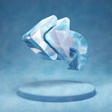 Reply All icon. Cracked blue Ice Reply All symbol on blue snow podium. Ilustração Stock