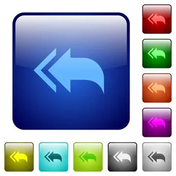 Reply to all recipients color square buttons Illustrazione stock