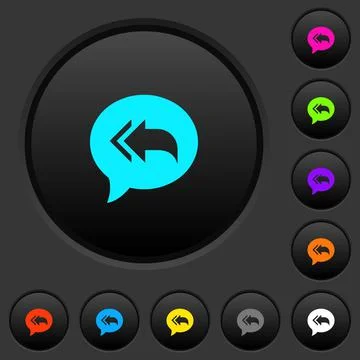 Reply to all recipients dark push buttons with color icons Illustrazione stock