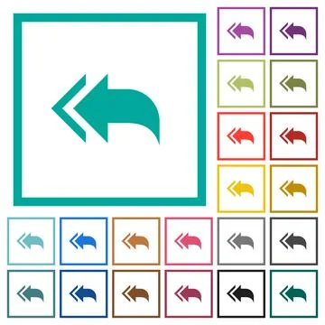 Reply to all recipients flat color icons with quadrant frames Stock Illustration