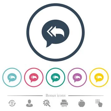 Reply to all recipients flat color icons in round outlines Illustrazione stock
