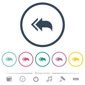Reply to all recipients flat color icons in round outlines イラスト素材