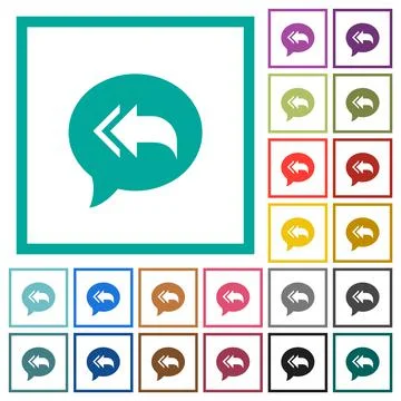 Reply to all recipients flat color icons with quadrant frames 스톡 일러스트