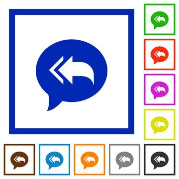 Reply to all recipients flat framed icons 스톡 일러스트
