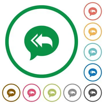 Reply to all recipients flat icons with outlines Illustrazione stock