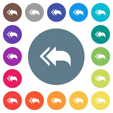 Reply to all recipients flat white icons on round color backgrounds 스톡 일러스트