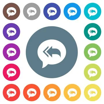 Reply to all recipients flat white icons on round color backgrounds Illustrazione stock