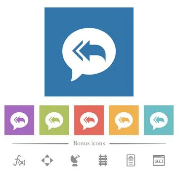 Reply to all recipients flat white icons in square backgrounds 스톡 일러스트