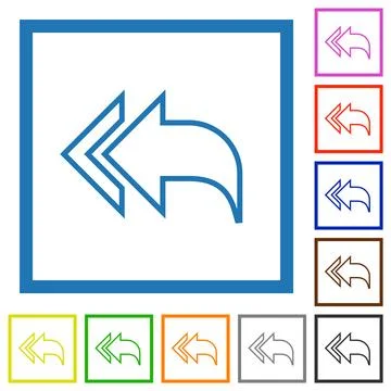 Reply to all recipients outline flat framed icons イラスト素材